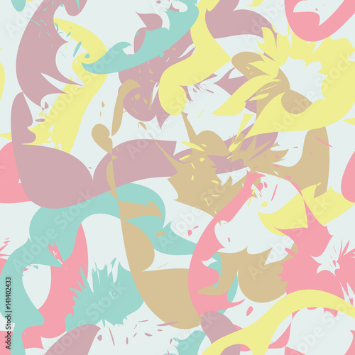 Abstract seamless pattern with floral silhouettes