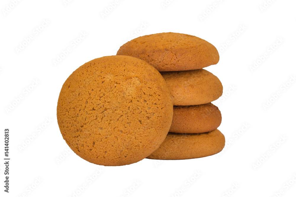 Oatmeal cookies, honey oatmeal cookies, handmade cookies, cookies isolated on white background Oatmeal cookies, honey oatmeal cookies, handmade cookies, cookies isolated on white background