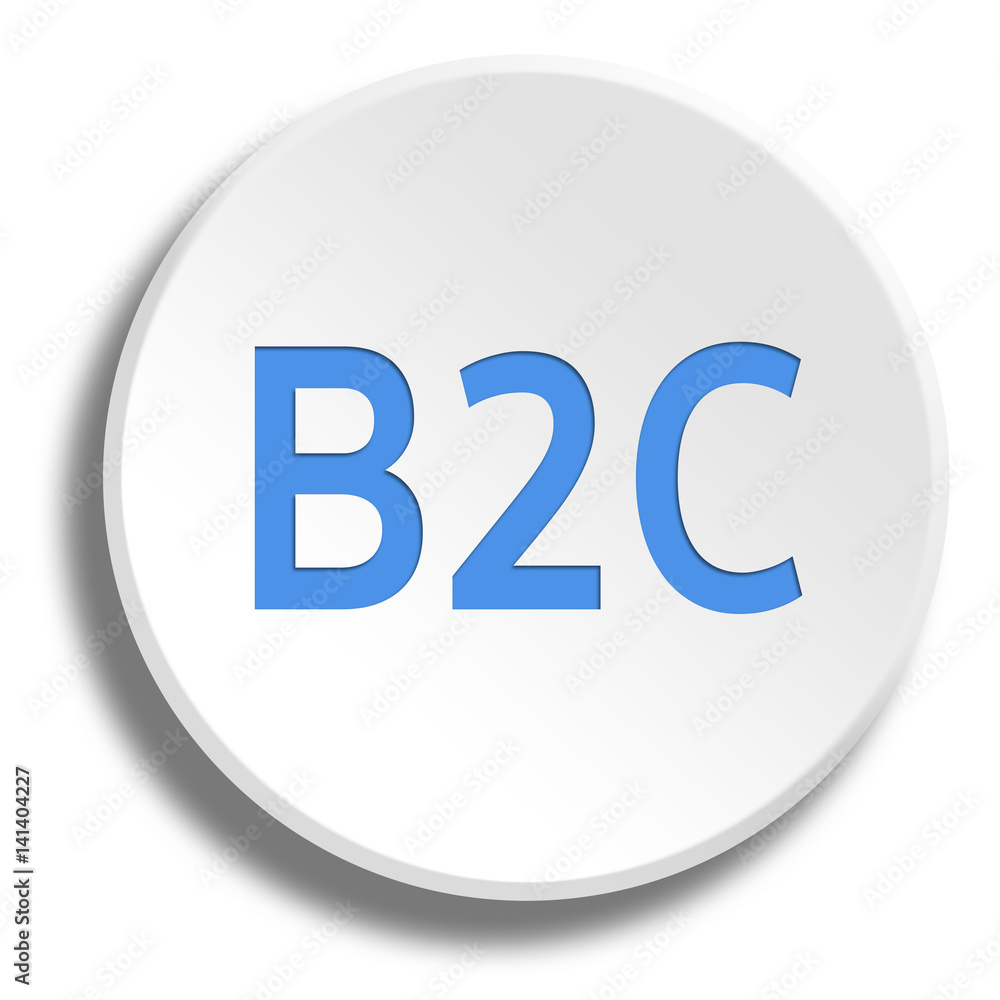 Blue B2C in round white button with shadow Blue B2C in round white button with shadow
