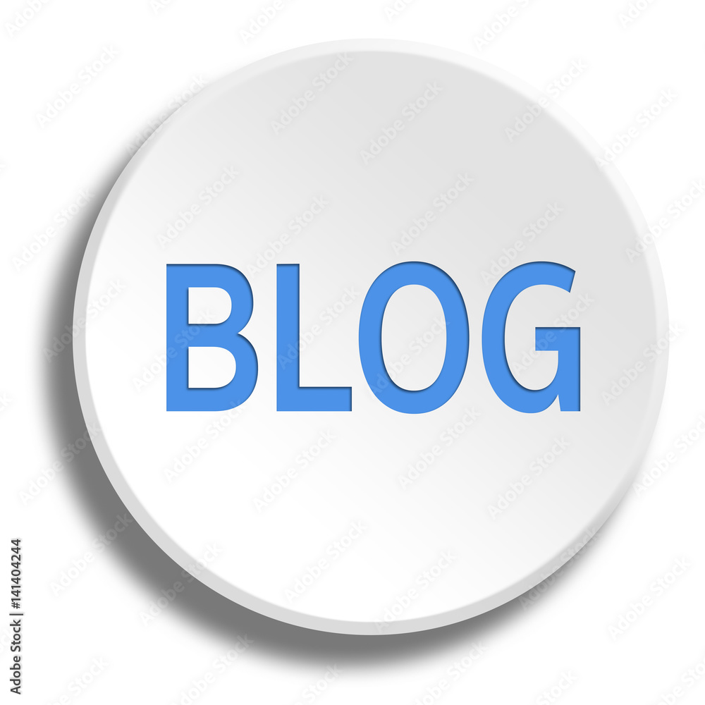 Blue blog in round white button with shadow Blue blog in round white button with shadow