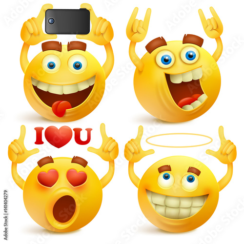 set of emoji yellow smiley faces