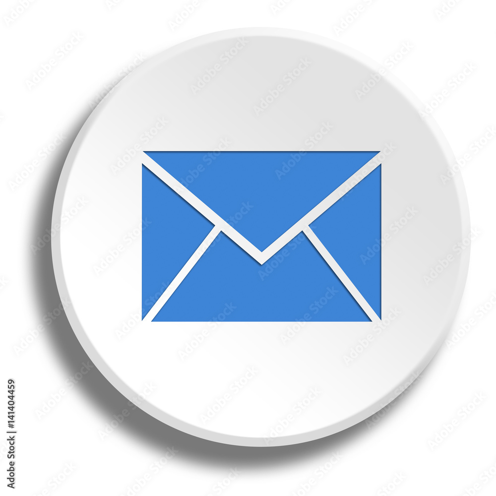Blue email in round white button with shadow Blue email in round white button with shadow