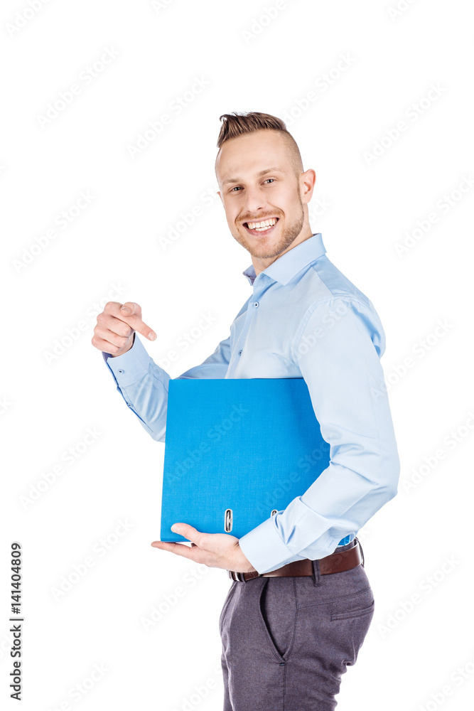 man holding folder. business, people, finances and paper work concept man holding folder. business, people, finances and paper work concept