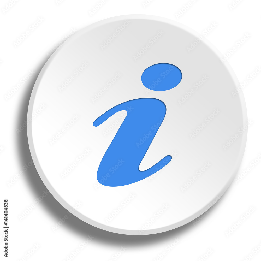 Blue information in round white button with shadow Blue information in round white button with shadow