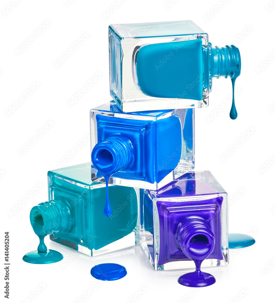Stack of bottles with spilled nail polish Stack of bottles with spilled nail polish