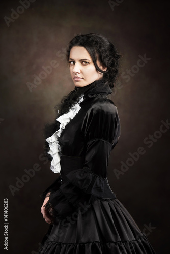 Stylized portrait of a victorian lady in black