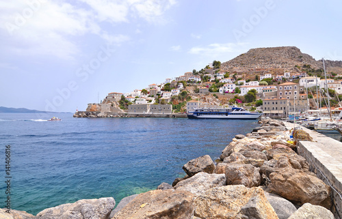 landscape of Hydra island Saronic Gulf Greece photo