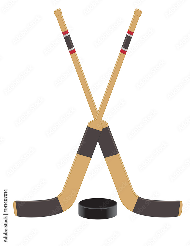 Premium Vector  Realistic ice hockey crossed sticks with puck