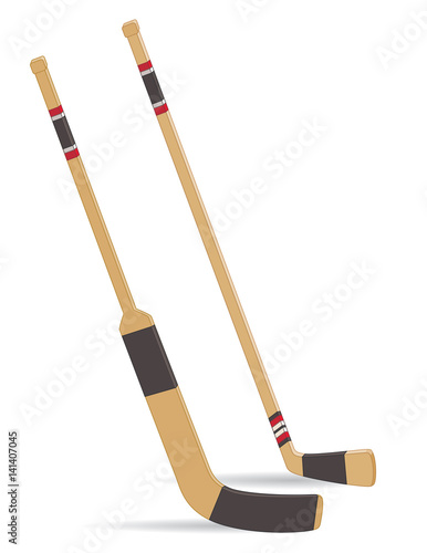 hockey stick and goalie stick isolated on a white background