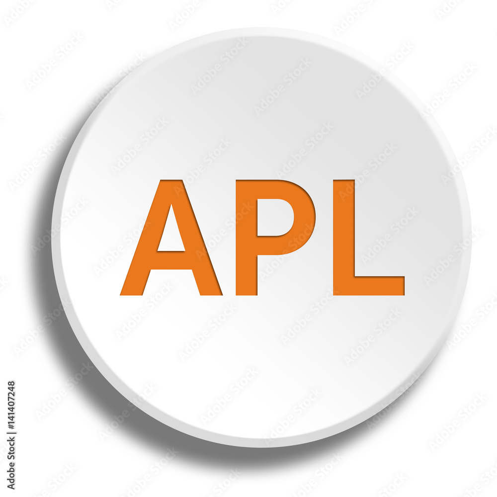 Orange APL in round white button with shadow Orange APL in round white button with shadow