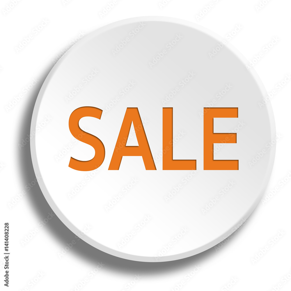 Orange sale in round white button with shadow Orange sale in round white button with shadow