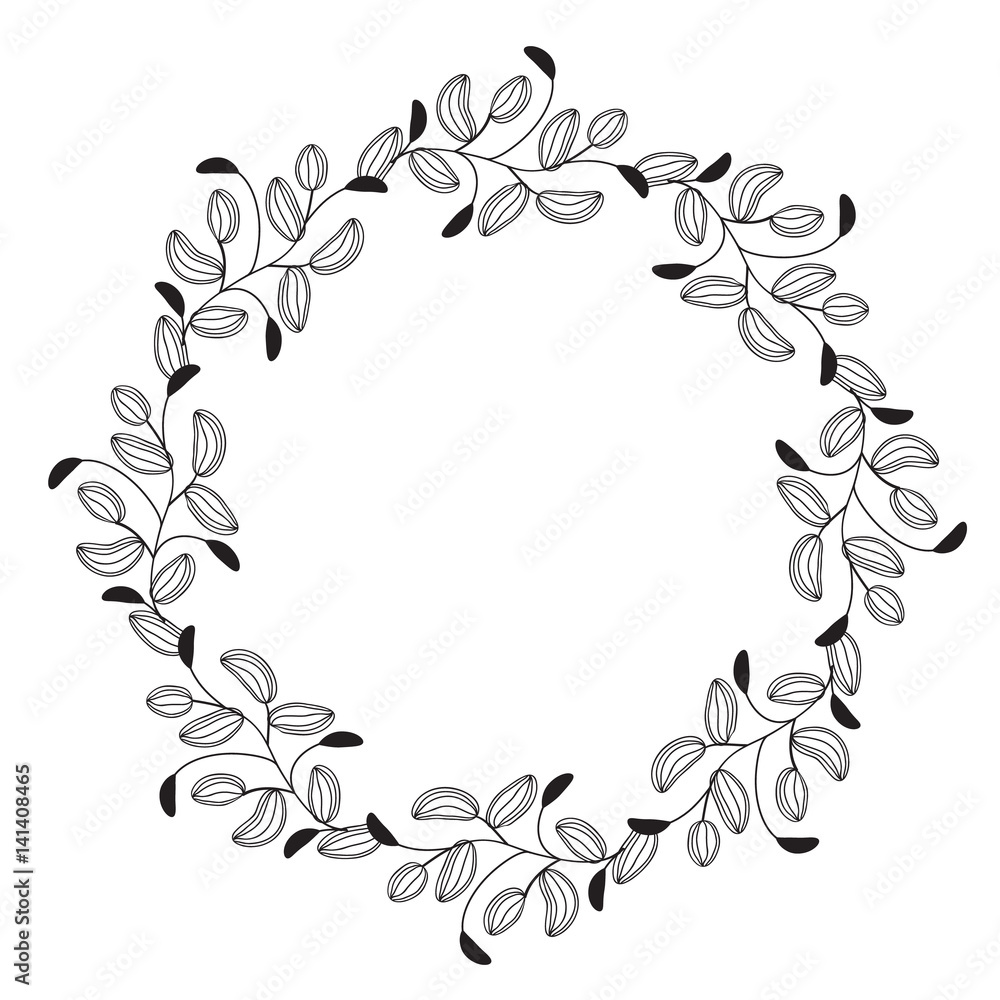 round flourish vintage decorative whorls frame leaves isolated on white background. Vector calligraphy illustration EPS10