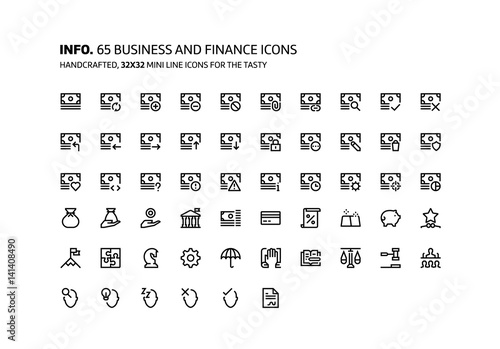 Finance and business mini line, illustrations, icons