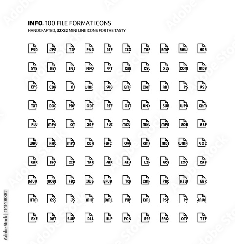 File formats mini line, illustrations, icons