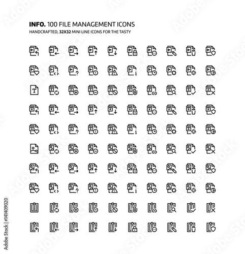 File management mini line  illustrations  icons
