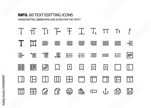 Text editing mini line, illustrations, icons