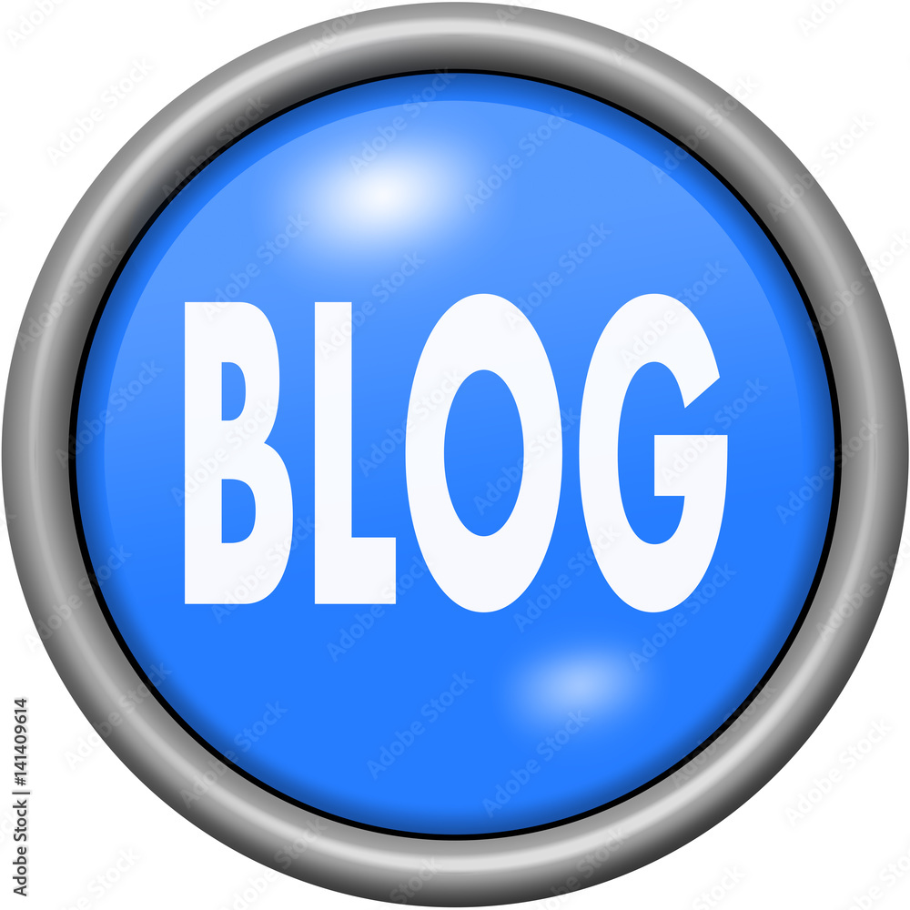 Blue design blog in round 3D button Blue design blog in round 3D button