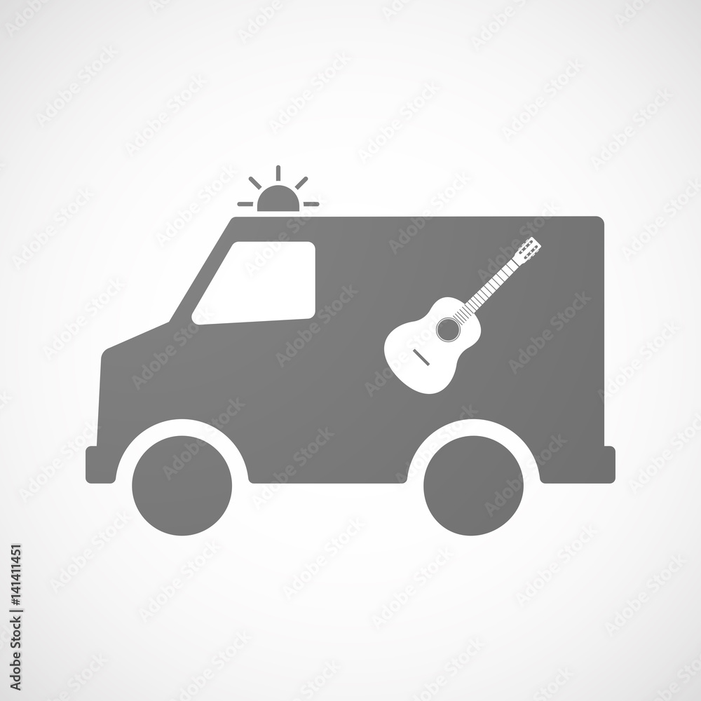 Isolated ambulance with a six string acoustic guitar Isolated ambulance with a six string acoustic guitar