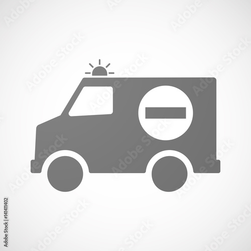 Isolated ambulance with  a no trespassing signal