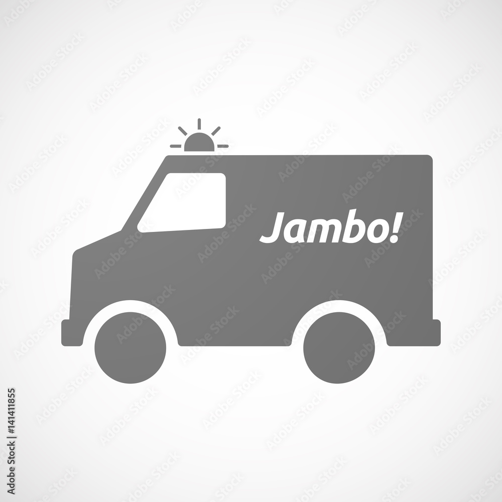 Isolated ambulance with the text Hello! in the swahili language Isolated ambulance with the text Hello! in the swahili language