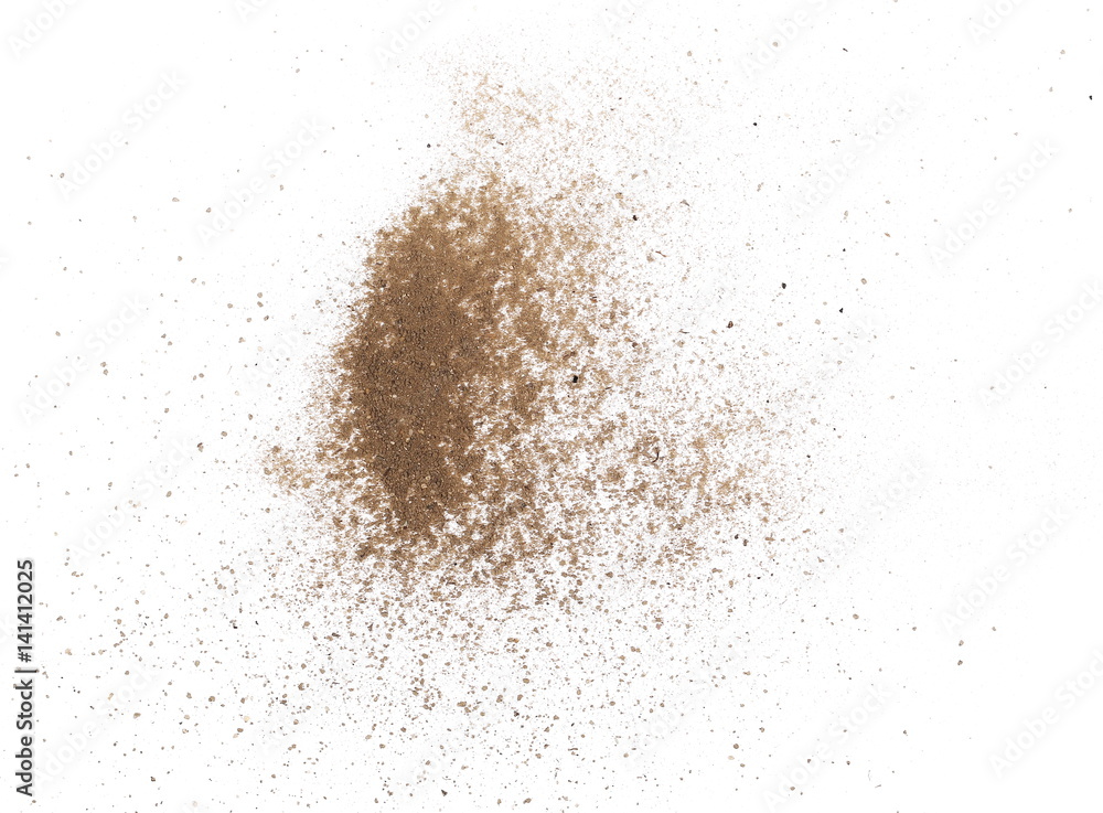 Pile dust isolated on white background, top view
