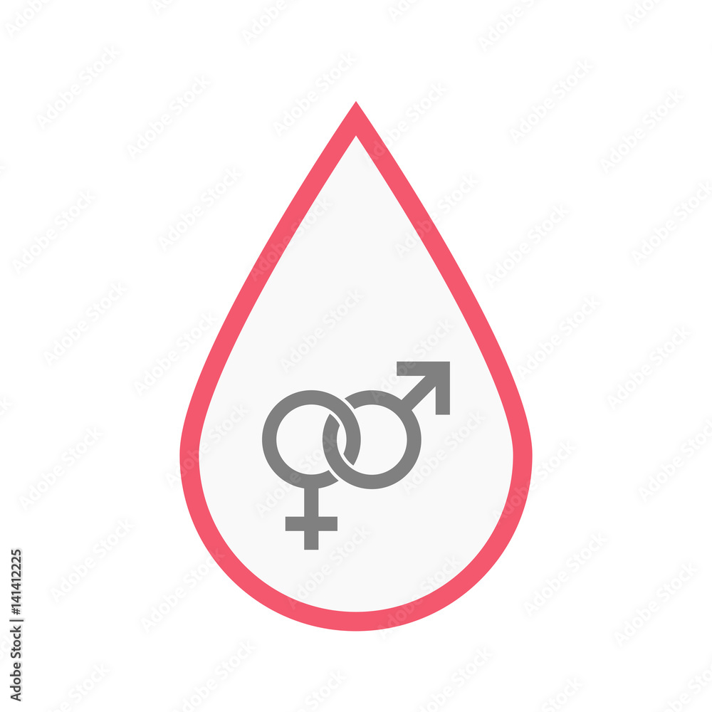 Isolated blood drop with an interlaced female an male sexual signs Isolated blood drop with an interlaced female an male sexual signs