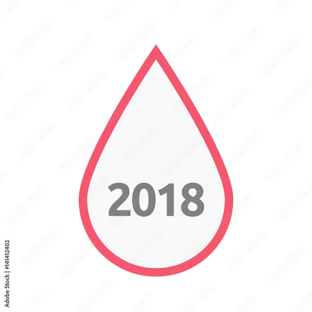 Isolated blood drop with the number 2018 Isolated blood drop with the number 2018