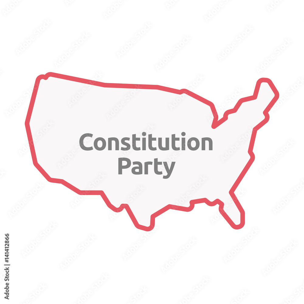 Isolated USA map with the text Constitution Party Isolated USA map with the text Constitution Party