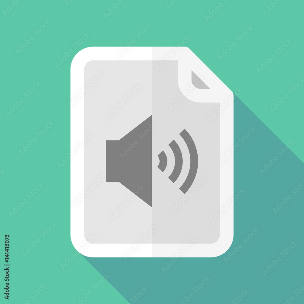 Long shadow document with a speaker volume sign Long shadow document with a speaker volume sign