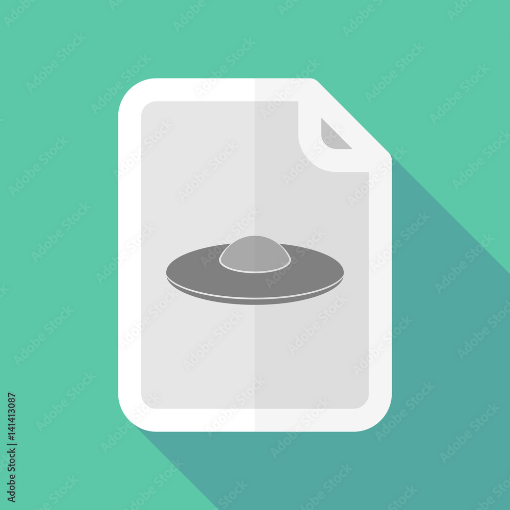 Long shadow document with a flying saucer UFO Long shadow document with a flying saucer UFO