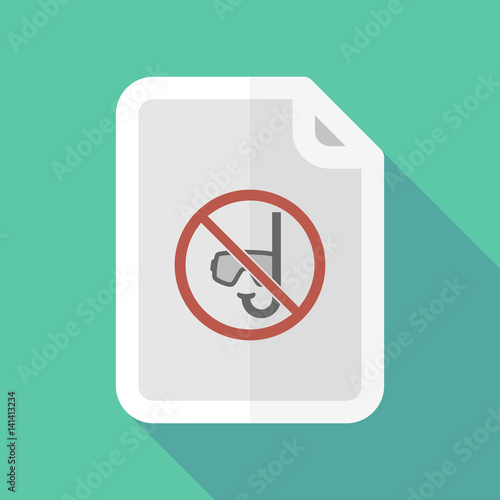 Long shadow document with  a diving glasses and a snorkel  in a not allowed signal
