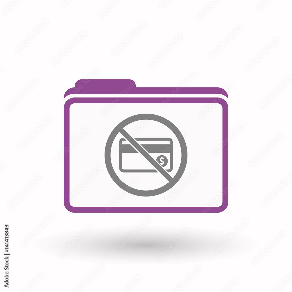 Isolated folder with a credit card in a not allowed signal Isolated folder with a credit card in a not allowed signal
