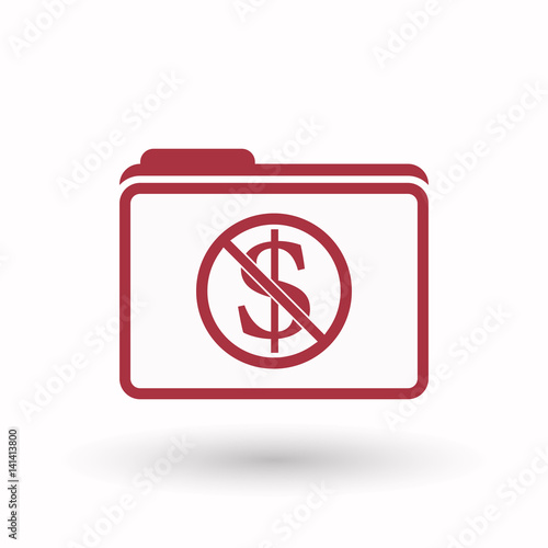 Isolated folder with  a dollar sign  in a not allowed signal