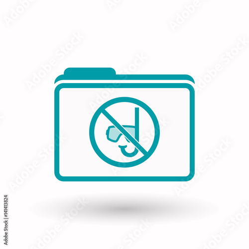 Isolated folder with  a diving glasses and a snorkel  in a not allowed signal