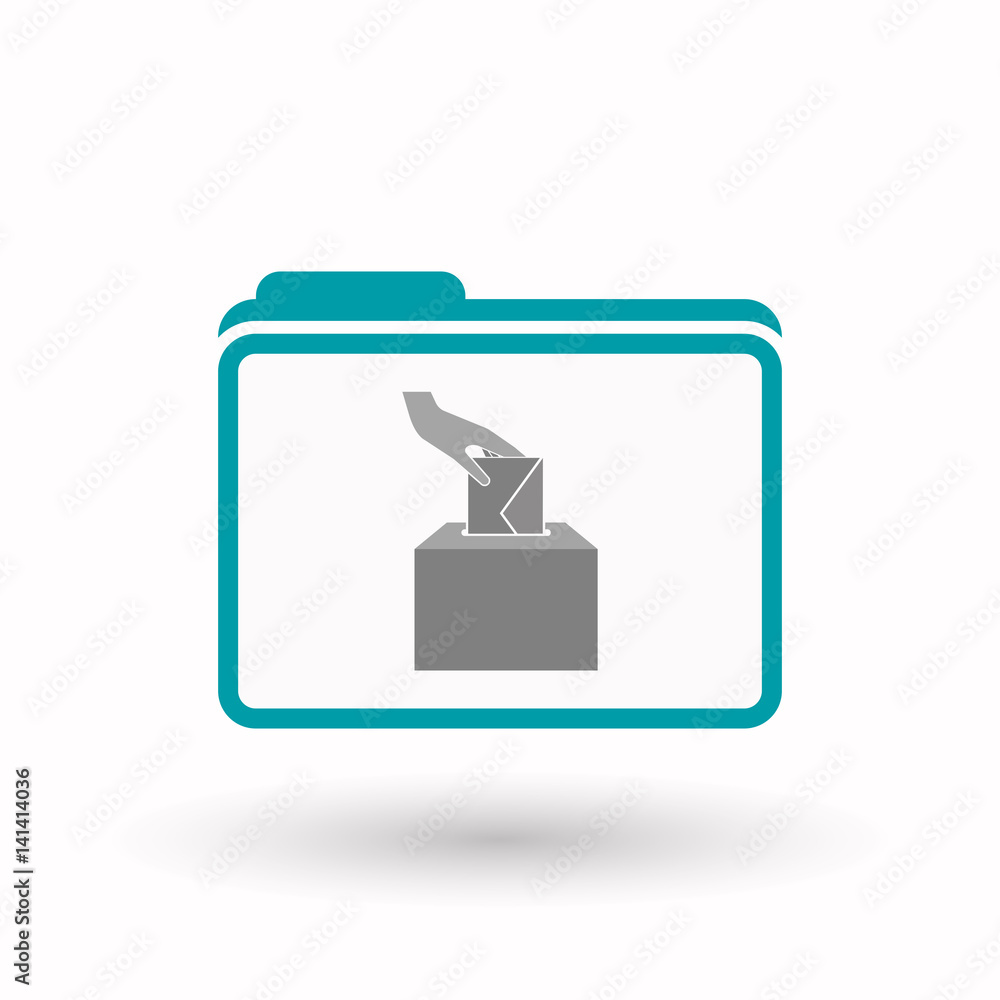 Isolated folder with a hand inserting an envelope in a ballot box Isolated folder with a hand inserting an envelope in a ballot box
