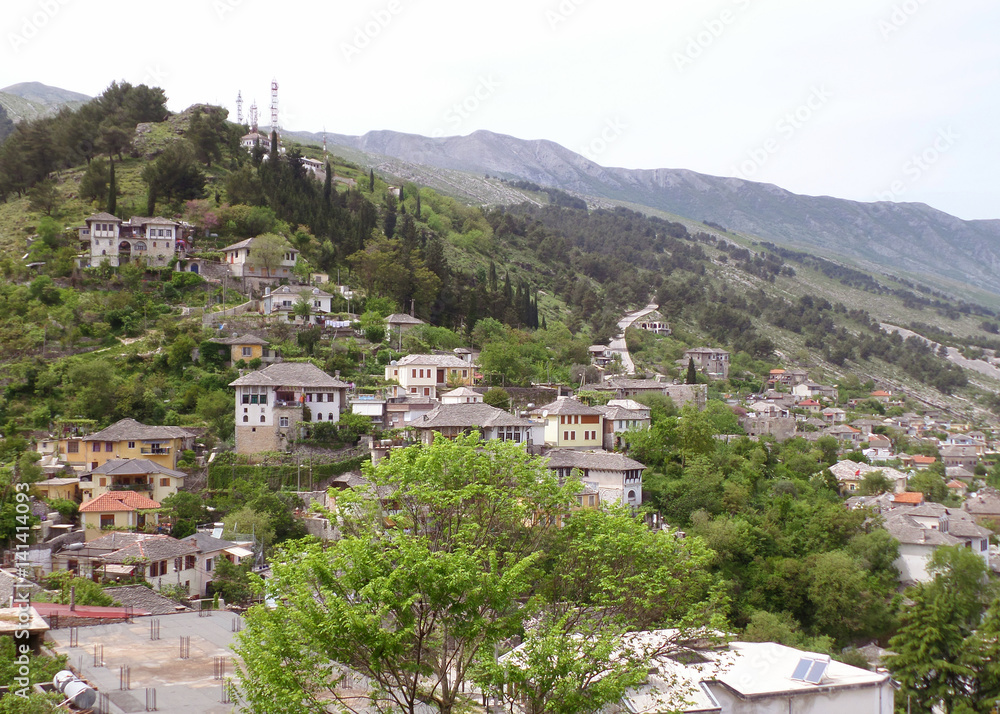Beautiful Old City on the Hillside of Gjirokaster, UNESCO World Heritage Site in Albania