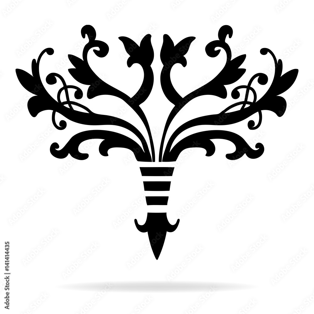elegant hand drawn fleur de lis symbols in ornate stylized design elements, fancy paragraph or text divider with symmetrical leaves, scrollwork, flourishes and floral decorations