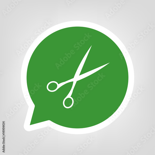 Grüne Sprechblase - Schere