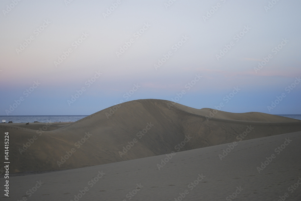 Sand dunes of the Maspalomas Desert after sunset, Gran Canaria, Spain. Sand dunes of the Maspalomas Desert after sunset, Gran Canaria, Spain.