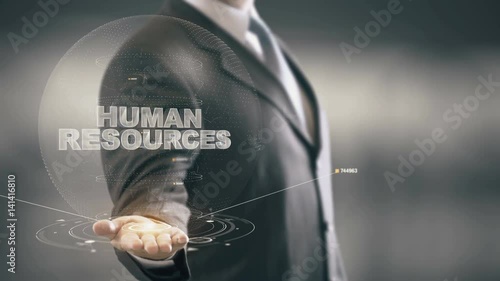 Human Resources Businessman Holding in Hand New technologies photo