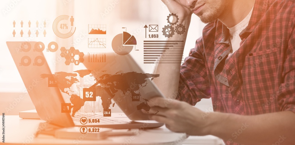 Fotografie Composite image of business interface 3d
