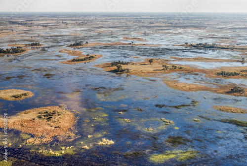 Okavango delta (Okavango Grassland) is one of the Seven Natural Wonders of Africa (view from the airplane) - Botswana, South-Western Africa photo