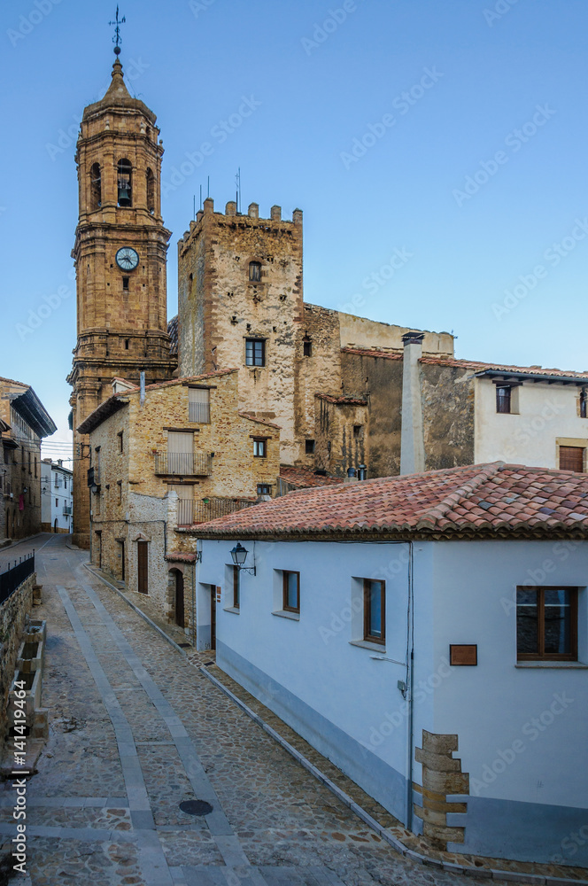 Street view in La Iglesuela del Cid, Spain
