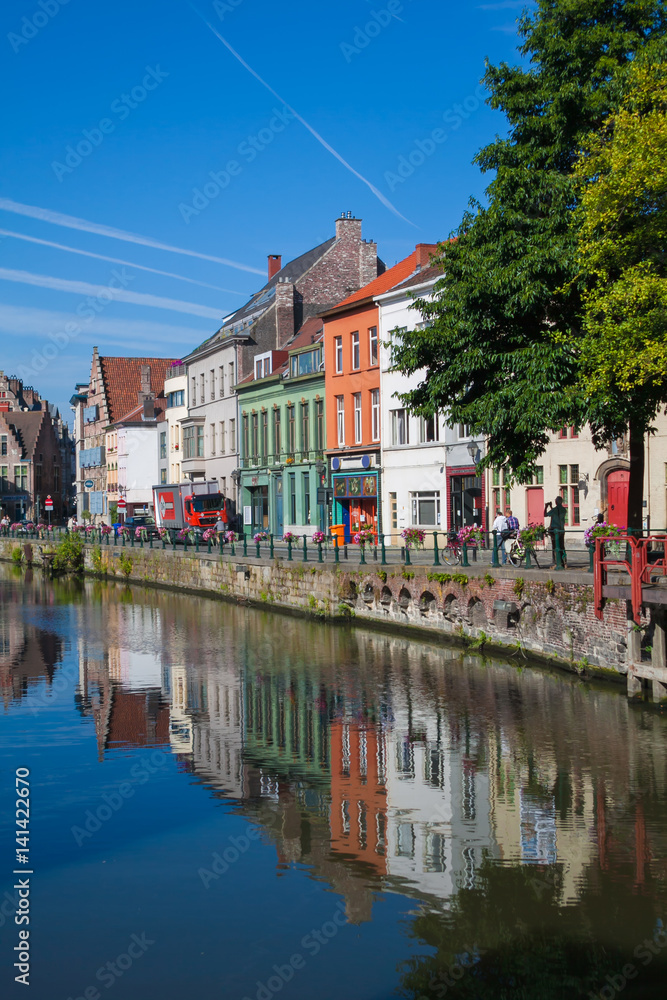 Obraz premium A beautiful old European city near the river