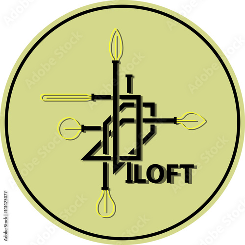 Vector icon of interior elements in loft style