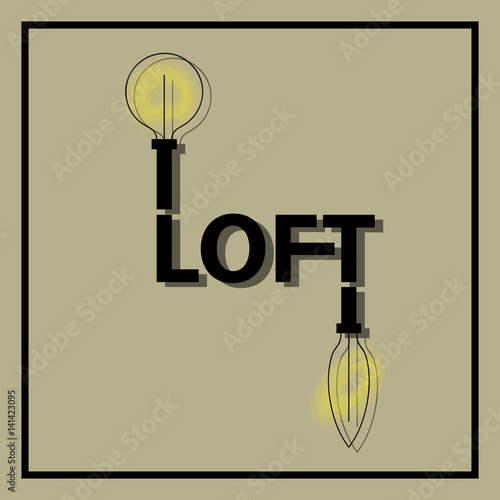 Vector icon of interior elements in loft style