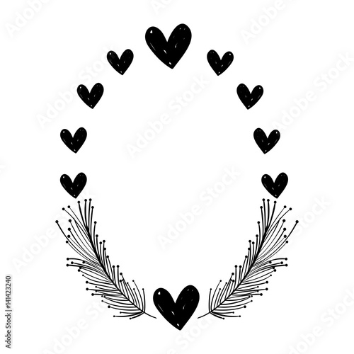 rustic feathers with hearts decoration design