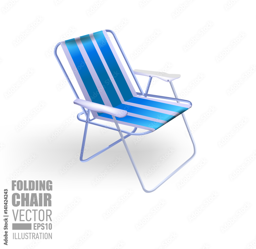 Transparent folding blue chair for the beach recreation and fishing. Vector illustration
Transparent folding blue chair for the beach recreation and fishing. Vector illustration