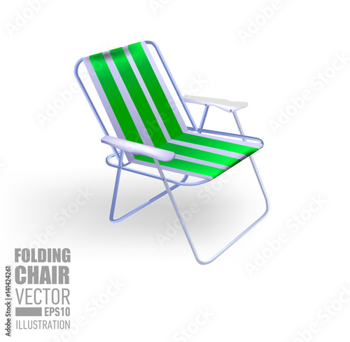 Transparent folding green chair for the beach recreation and fishing. Vector illustration
