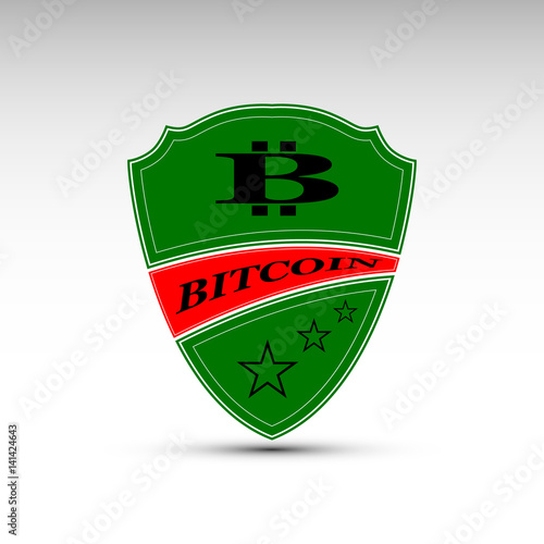 The vector shield with bitcoin symbol